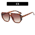 Irregular polygonal sunglasses with tortoiseshell double bridge frames and brown lenses - Leopard Brown Gradient