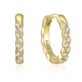 Elegant gold-plated S925 silver hoop earrings with wavy texture and white zircons - Style 3 / Gold