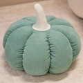 Soft sage green pumpkin plush pillow with white stem in corduroy texture - 20cm / Bean Green