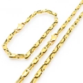 Set collana e bracciale minimalisti con maglie ovali in acciaio inossidabile dorato - Collana 45cm / Oro (Chiusura a Fibbia)