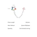 Orecchino a catena con stella in argento, zirconi colorati e maglia in acciaio 316L - Pezzo Singolo (Ago 0.8x6mm) / Catena Stella Multicolore in Platino