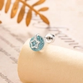 Sweet star-hollowed silver stud earring featuring a vibrant round blue zircon stone - Light Sea Blue (A425-3#)