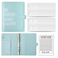 Light blue PU leather A5 binder for 100 envelope savings challenge with tracker cards - Savings Challenge Set / Blue