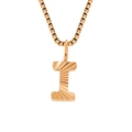 Rose gold stainless steel box chain necklace featuring a textured letter I pendant - Letter I - Gold