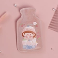 Pink plush hot water bottle with cute cartoon girl and strawberry pattern print - Pink - Small Strawberry Girl