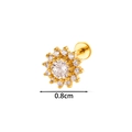 Titanstahl Goldener Knorpelstecker mit weißem Zirkonia-Blumenmuster 0.8cm Durchmesser - 10# Sonnenblumen-Stil (2623-10# Gold)