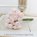 Artificial light pink tea rose bouquet for elegant wedding and home decoration - One Bundle Tea Roses / Light Pink