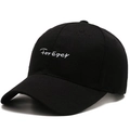 Casquette de baseball en coton noir avec broderie Forever et visière courbée - Réglable / Noir