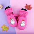 Pink waterproof winter mittens for children aged 3-10 featuring cute snowman patterns - One Size / Rose Red Snowman / 6-10 Years
