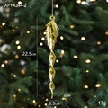 Golden spiral icicle Christmas tree ornament in electroplated finish, 22.5cm height - Icicle