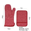 Red heat resistant oven mitt and pot holder set with white quilted stitching pattern - Glove + Mat Set / Red