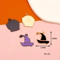 Detail showing colorful enamel witch hat and cauldron pendants with size dimensions - Witch Hat