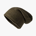 Bonnet en maille de laine vert olive pour femme avec un design chaud à bord roulé. - Taille unique / Vert Militaire