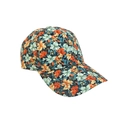 Digital floral print baseball cap with orange and yellow petals on blue canvas - One Size Adjustable / 9# (All-over Colorful Floral)