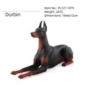 Realistic Doberman dog figurine in lying pose, black and brown resin animal model - Doberman (PL127-1479)
