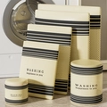 Lot de 5 sacs à linge en maille nid d'abeille beige avec rayures décoratives noires - 30*40cm / Rayures WASHING