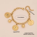 Gouden roestvrijstalen schakelarmband met Hamsa-hand en Evil Eye-bedeltjes - Boze Oog en Hamsa Hand Stijl (2#)