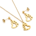 Conjunto de joyas de acero inoxidable dorado con collar de corazón y pendientes - Dorado (KS188019-Z)