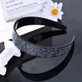 Sparkling black rhinestone headband featuring a non-slip inner grip for women - Ink Blue Full Rhinestone Solid