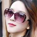 Oversized polarized sunglasses with purple gradient lenses and rhinestone floral detail - Fox Style Purple