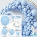 Blue matte latex balloon arch kit 87pcs with assorted sizes for birthday party decor - 87Pcs Set / Macaron Blue
