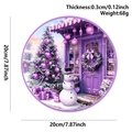 20cm purple Christmas snowman and tree wooden sign decoration hanging ornament - Wooden Christmas Sign Purple Tree Little Snowman