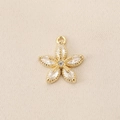 Macro shot of gold floral pendant with marquise-cut rhinestones for DIY jewelry making - PJ0296-Gold (Five-Petal Zircon Flower)