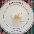 Knitted candy craft ornament in yellow and white for Christmas DIY flower decoration - Yellow Candy