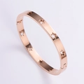 Detalle de la pulsera de acero inoxidable oro rosa con estrellas y cierre de bisagra - Oro rosa