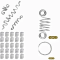 Silver metallic dreadlock hair rings set with 10 spiral clips and 20 hollow cuffs - 58Pcs Silver Set