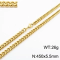 Collier chaîne tendance en acier inoxydable doré 450x5,5mm variante de taille 26g - 5.5mm x 45cm / Or