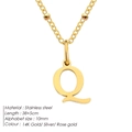Stainless steel necklace with letter Q pendant and beaded gold chain - Letter Q / Gold