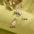 Zilveren strik-kraakbeenpiercing met roze kristal en 2,0 cm lengte-informatie - Roze Strik Hanger Stijl (A413-1#0.8 Dunne Stang)