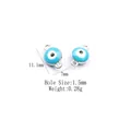 Blue evil eye enamel charm with silver bezel and double hole connectors, 11.1mm size - Silver - Light Blue Evil Eye