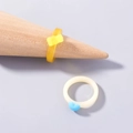 Cute resin fruit rings with yellow bear and blue heart icons for women - Yellow Bear Acrylic Ring (SE1074)