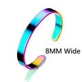 Adjustable rainbow titanium C-shaped open cuff bracelet in 8mm width - 8mm Wide / Colorful