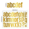 Dettaglio degli adesivi con lettere dorate da 2 pollici con misure in pollici e centimetri - Lettere minuscole / Oro