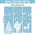 White Christmas window snowflake stickers set featuring Santa, reindeer and tree decals - White (UV24Y12787S_R) / 90x30cm x 3 Sheets