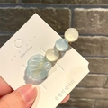 Cute light blue translucent shell hair clip with iridescent beads on white card - Shell Popsicle Style / Blue