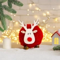 Cute red felt reindeer ornament with wooden face and antlers for Christmas decor - Reindeer/Sheep Hanging Ornament / Red