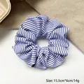 Oversized hair scrunchie with blue and white stripes in a soft layered fabric - Q687-5 Navy Blue Striped Large