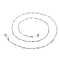 Polished silver stainless steel eyewear chain with oval discs and lobster clasps - Silver Oval Disc And Small Round Bead Style (KSC042-Z) / 650*2.4mm