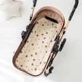 Beige cotton stroller liner with brown bear and star patterns in a baby carriage - Star Moon Bear