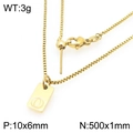 Gold stainless steel box chain necklace featuring a minimalist rectangular letter O pendant - Gold Letter O Style (KN293707-Z)