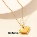 Minimalist 18k gold plated heart pendant necklace with shiny mirror finish 15x20mm - Smooth 3D Heart / Gold