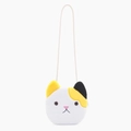 Cute plush cat-shaped crossbody coin purse in white, yellow and black color blocks - Calico Cat