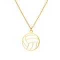 Golden double-layer necklace featuring a minimalist hollow volleyball charm pendant - Hollow Volleyball Disc