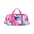 Pink and purple marble print waterproof travel bag with durable nylon handles - Rose Red Marble