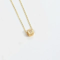 Chic gold necklace with square pendant featuring a crystal-studded letter W design - Letter W (XL3420)
