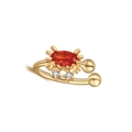 Detailed macro view of crab shaped ear cuff with orange stone and gold plating - Gold-Orange Crab